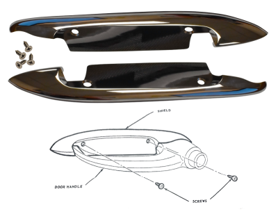 52-59 Door Handle Scuff Plate Set for Chev/GMC Pickup, Chrome w/ Screw, 6PC Kit