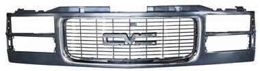 94-98 GMC GRILLE FOR COMPOSITE HEADLIGHTS BLACK (PAINT TO MATCH) WITH CHROME TRIM