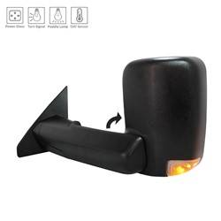 LKQ - 2019-2023 Ram 1500 Driver's Side Door Tow Mirror Power Adjustment, Manual Folding, Non-Heated, Housing Turn Signal Indicator, Integrated Puddle Light, Mirror Turn Signal Indicator, Puddle Light, Temperature Sensor, Textured