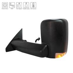 LKQ - 2019-2024 Ram 1500 Driver's Side Door Mirror Tow Power Adjustment, Manual Folding, Non-Heated, Blind Spot Indicator, Blind Spot Mirror, Housing Turn Signal Indicator, Puddle Light, Mirror Turn Signal Indicator, Temperature Sensor, Textured