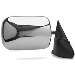 LKQ - 1994-1997 Dodge Ram 1500 Passenger's Side Door Mirror Manual Adjustment, Manual Folding, Non-Heated, Chrome, Low Mount, W/O Tow Package