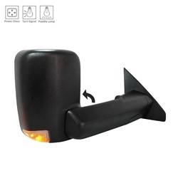 LKQ - 2019-2024 Ram 1500 Passenger's Side Door Tow Mirror Power Adjustment, Manual Folding, Non-Heated, Housing Turn Signal Indicator, Integrated Puddle Light, Mirror Turn Signal Indicator, Puddle Light, Temperature Sensor, Textured