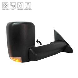 LKQ - 2019-2024 Ram 1500 Passenger's Side Door Tow Mirror Power Adjustment, Manual Folding, Non-Heated, Blind Spot Indicator, Blind Spot Mirror, Housing Turn Signal Indicator, Integrated Puddle Light, Mirror Turn Signal Indicator, Temperature Sensor, Textured