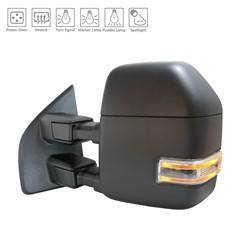 LKQ - 2018-2020 Ford F-150 Driver's Side Door Tow Mirror Power Adjustment, Manual Folding, Heated, Blind Spot Mirror, Housing Turn Signal Indicator, Integrated Puddle Light, Mirror Turn Signal Indicator, Puddle Light, Utility Spotlight, Textured - Image 2