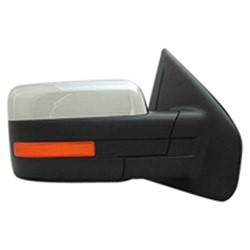 LKQ - 2011-2014 Ford F-150 Passenger's Side Door Mirror Power Adjustment, Manual Folding, Heated, Housing Turn Signal Indicator, Memory Setting, Mirror Turn Signal Indicator, Textured Chrome - Image 2